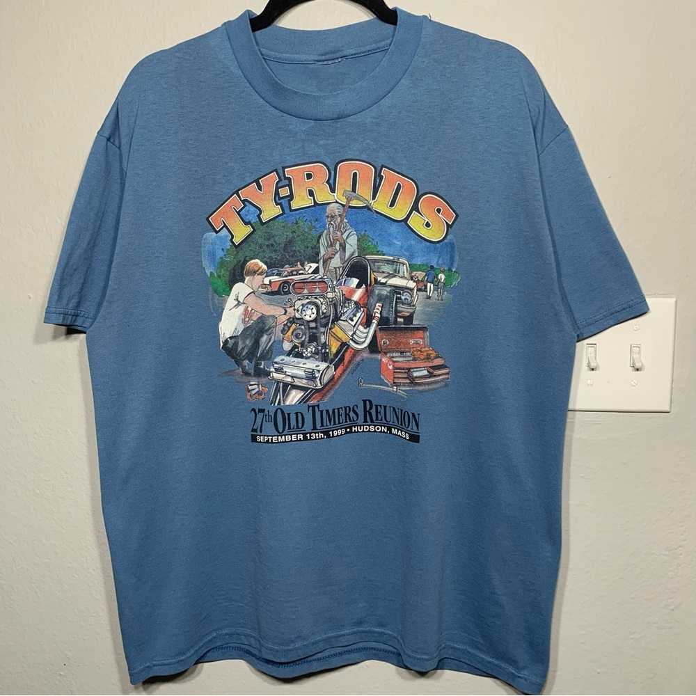 vintage 90s Ty-Rod’s 1999 Classic Car Show Blue Tee Sz L